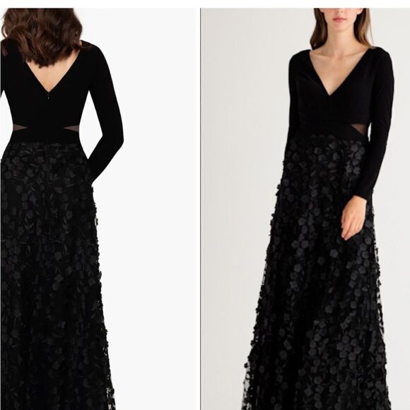 Xscape 3279X Evening 3D Floral Bloom Long Sleeve Gown NEW SZ 6/10 $278 - Picture 2 of 7